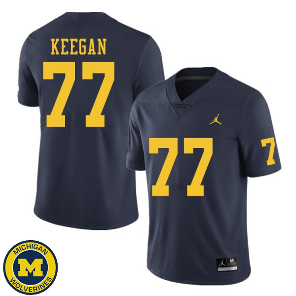 Men's University of Michigan #77 Trevor Keegan Navy Player Jersey